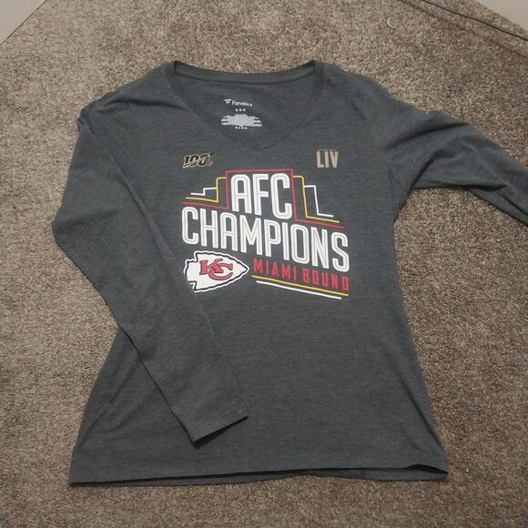 Kansas City Chiefs AFC Champions Miami Bound Super Bowl LIV Shirt Women’s M - Picture 2 of 7